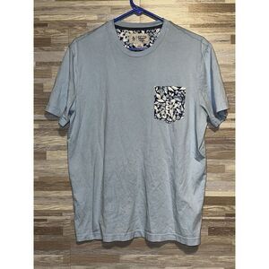 Penguin Short Sleeve T Shirt Mens Size Lrg Blue Floral Crew Neck Pullover #470